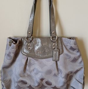 GREY AND PINK COACH PURSE